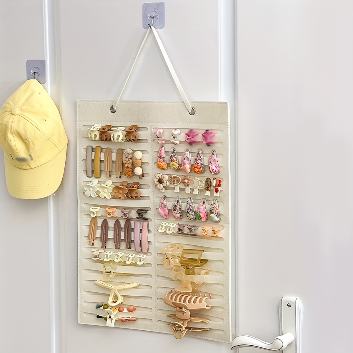 E-shop 1 Stück Hängende Filz Schmuck Aufbewahrungstasche, eine Wandmontierte Großraum Faltbare Organizer für Haarspangen, Haarnadeln und