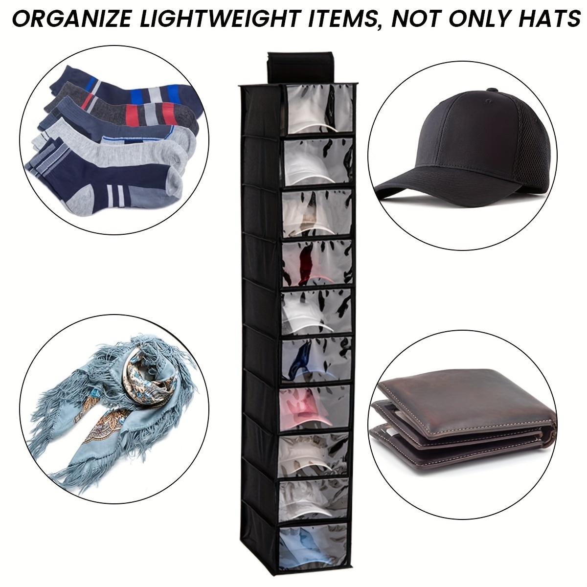 

Hat Rack 10 Shelf Hat Rack Organizer For Baseball Caps Display Rack Closet Hanging Hat Organizer With Dust Cover Cap Holder Hat Storage Rack