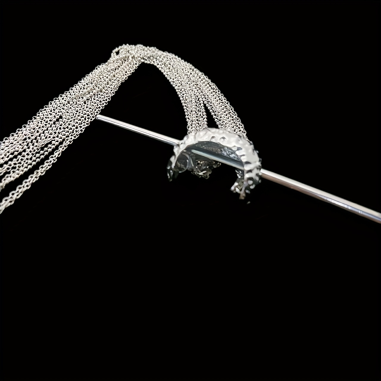 1pc elegant long tassel hairpin with sparkling beads stylish silvery womens updo accessory   valentines day formal events and   formal hair accessory sparkling bead design durable alloy Product details 3