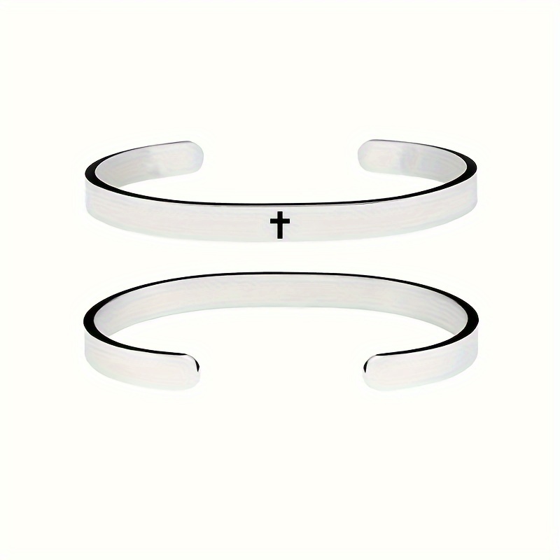 1 Cross Bangle/bracelet, Adjustable Stainless Steel Laser Engraved Cross Bangle, Perfect Bracelet Gift , Suitable For Birthdays/christmas/easter, Etc