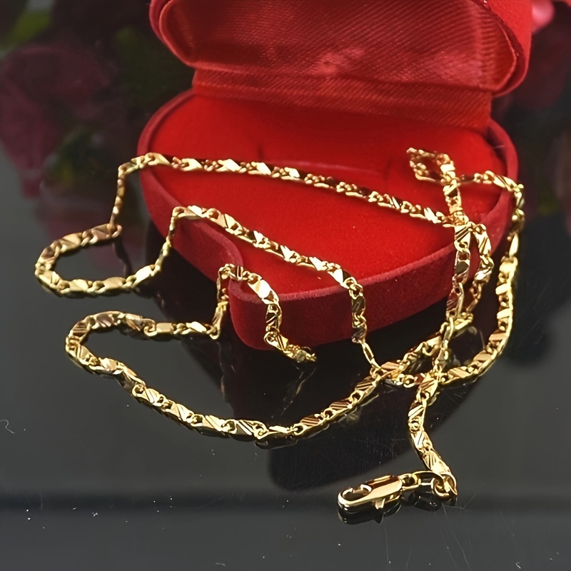 1pc 18k gold plated fashion simple clavicle chain necklace fathers day gift details 1
