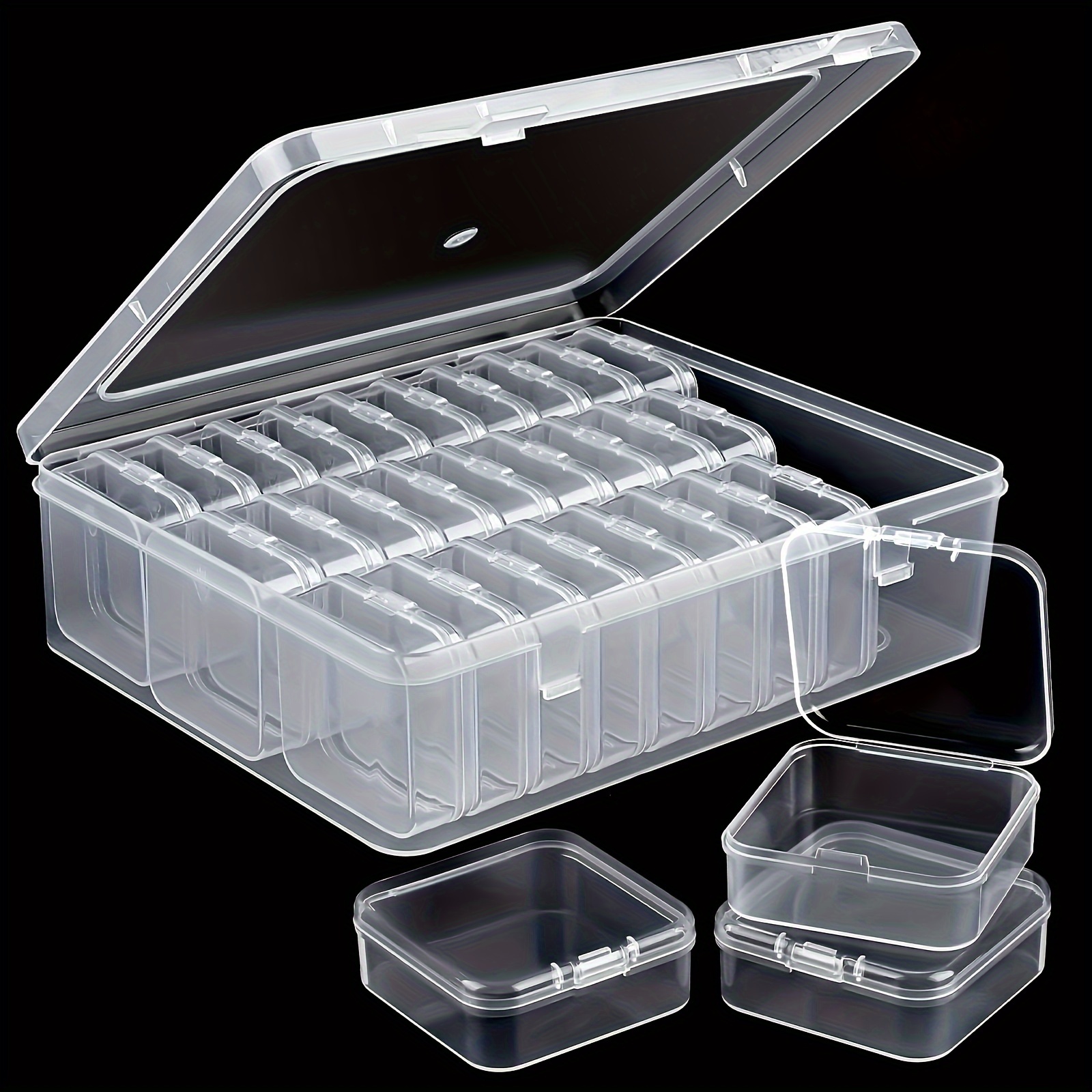 30pcs plastic storage box organizer set transparent stackable bins with lock tight latches for crafts beads jewelry hardware and small accessories diy crafts beading storage beading jewelry making Product details 1