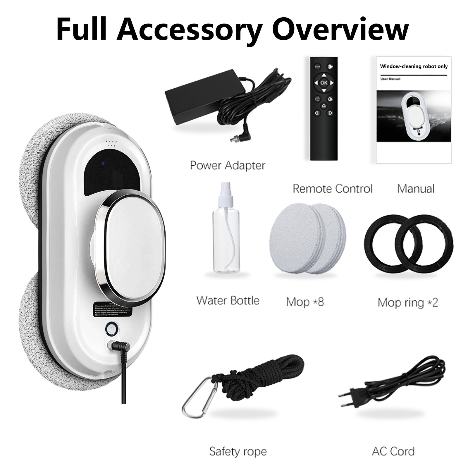 TEMU Cleaning Robot With 8000pa Strong Suction & Dual Rotating Mops, One-button Operation And Remote Control, Ups Anti-drop System, 50kg Safety Rope