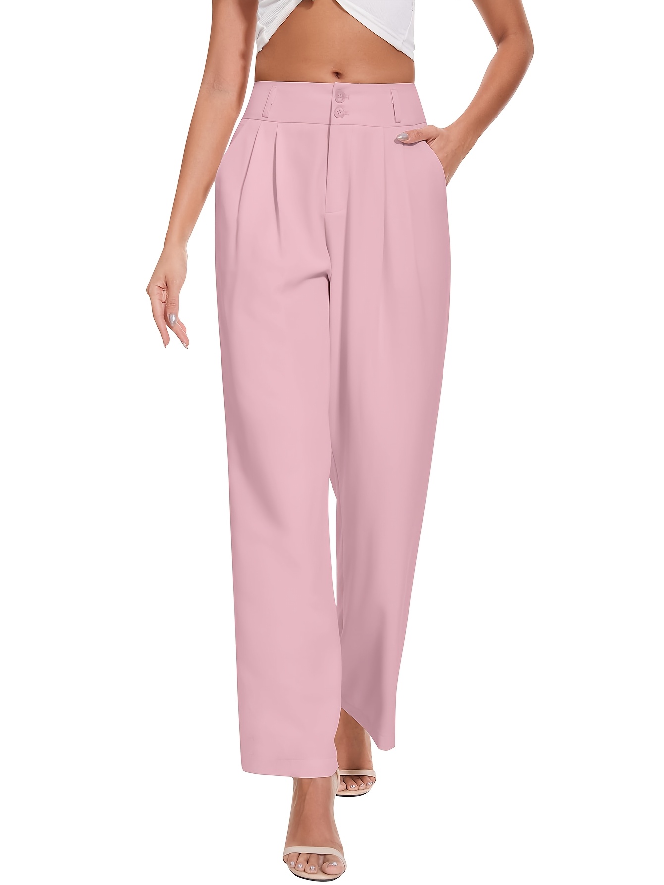 pink high waisted dress pants Straight To The Top High Waist Pants In Hot Pink main image 0