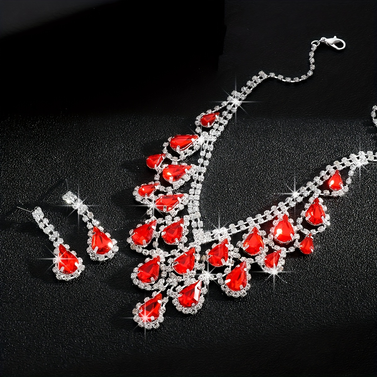 Elegance Water Drop Tassel Necklace and Earrings Set