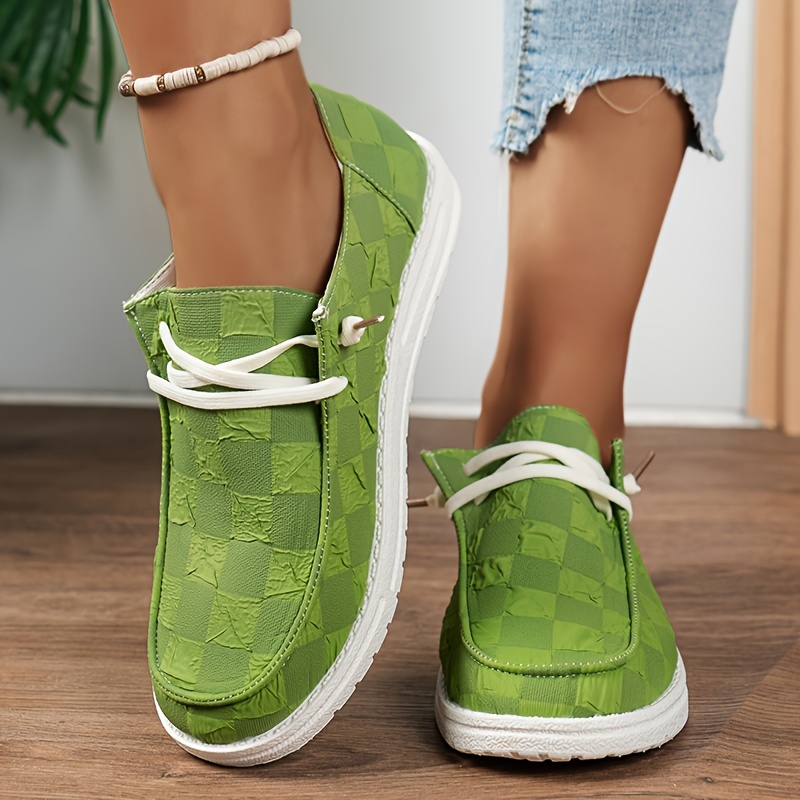 Mocassins En Toile Vulcanisés Pour Femme – Chaussures Plates De Loisirs, Semelle Antidérapante, Talon 1.5 Cm