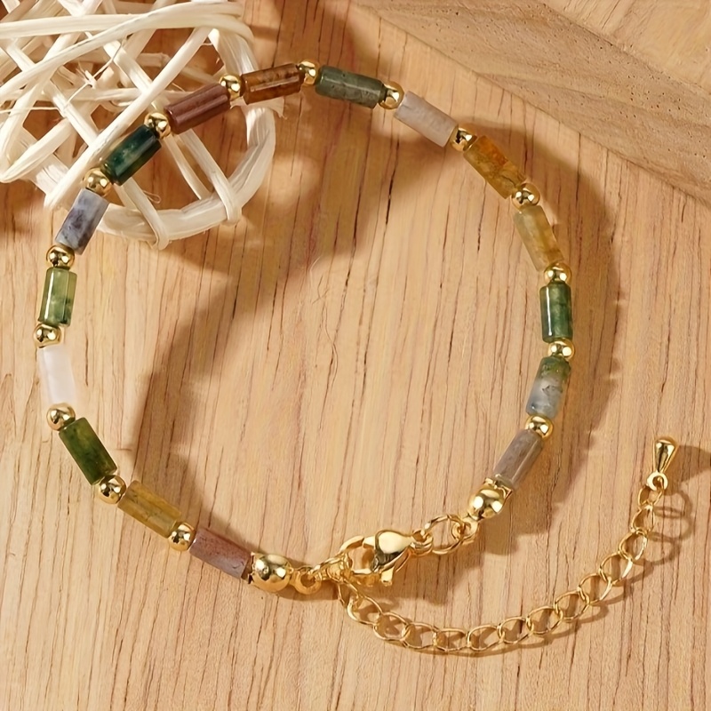 E-shop Naturstein [Indischer Achat Armband] 1 Stück Damenmode Armband, hergestellt aus natürlichem indischem Achat, handgefertigt und verstellbar, mit