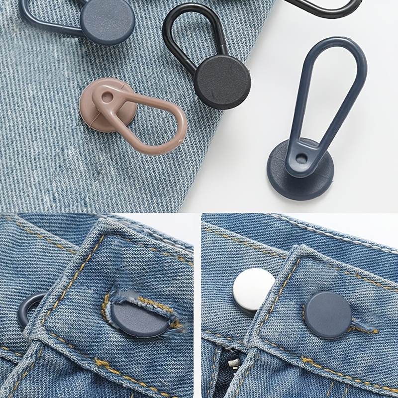 6-Pack Universal Fit Waistband Extenders, No-Sew Detachable Denim Button Extenders, Adjustable Elastic Waistband Buttons for Jeans, Casual Street Style, Plastic, for Daily Commute, College, Outings