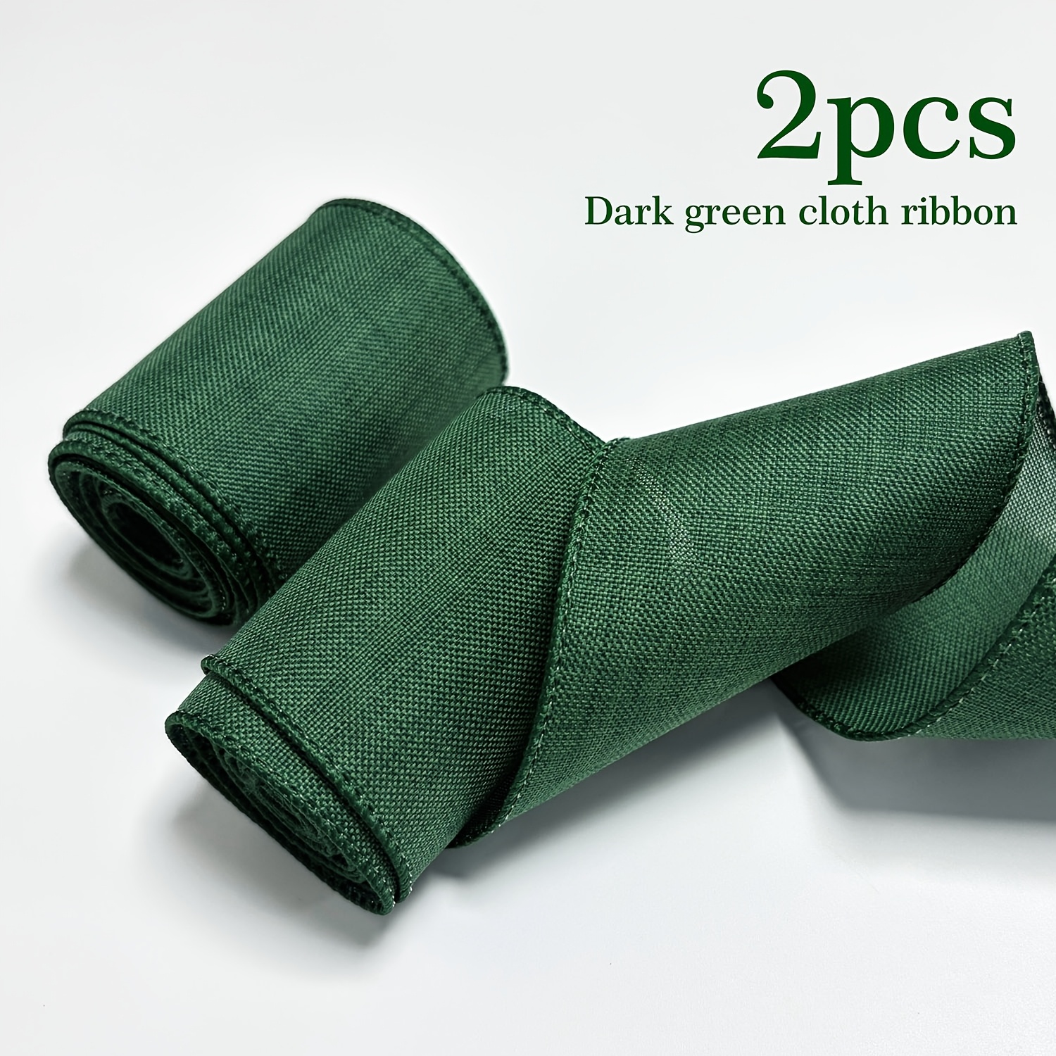 TEMU 2 Rollos de Cinta de Satén Verde con Bordes Metálicos, Ideal para Decoración de Coronas Navideñas, y Envoltura de Regalos, Diversas Manualidades