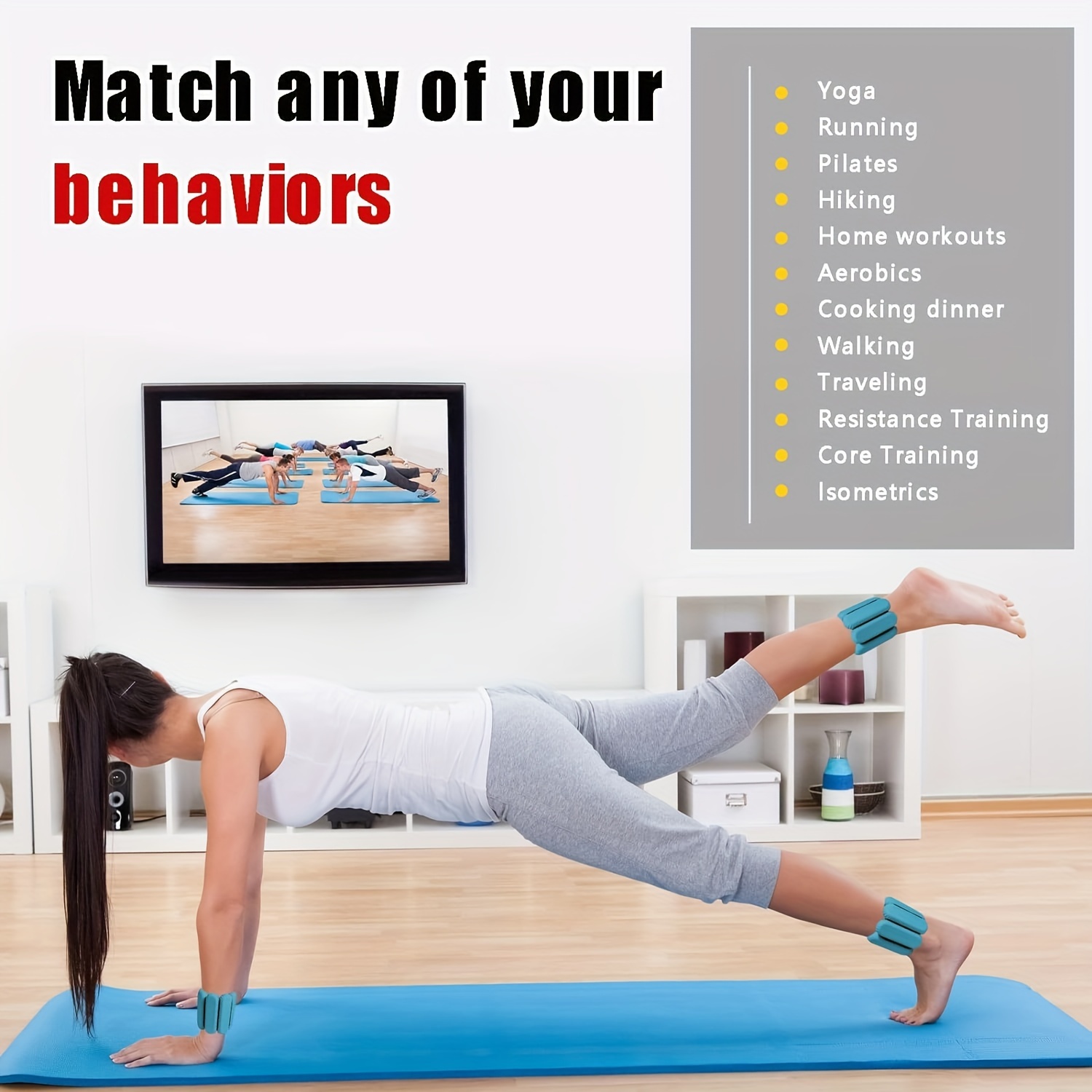 Adjustable 1Lb Ankle Weights for Women Men - Home Gym Workout, Walking, Running, Travel, Pilate, Yoga, Exercise, Barre, Strength Training - Set of 2