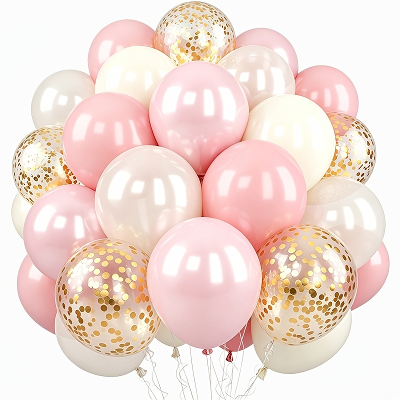 33pcs Pink, Golden, Cream, And Balloon Set For Weddings, Birthdays, Valentine's Day, Anniversaries, Baby Showers, And Bachelorette Party Decorations For Christmas, Halloween