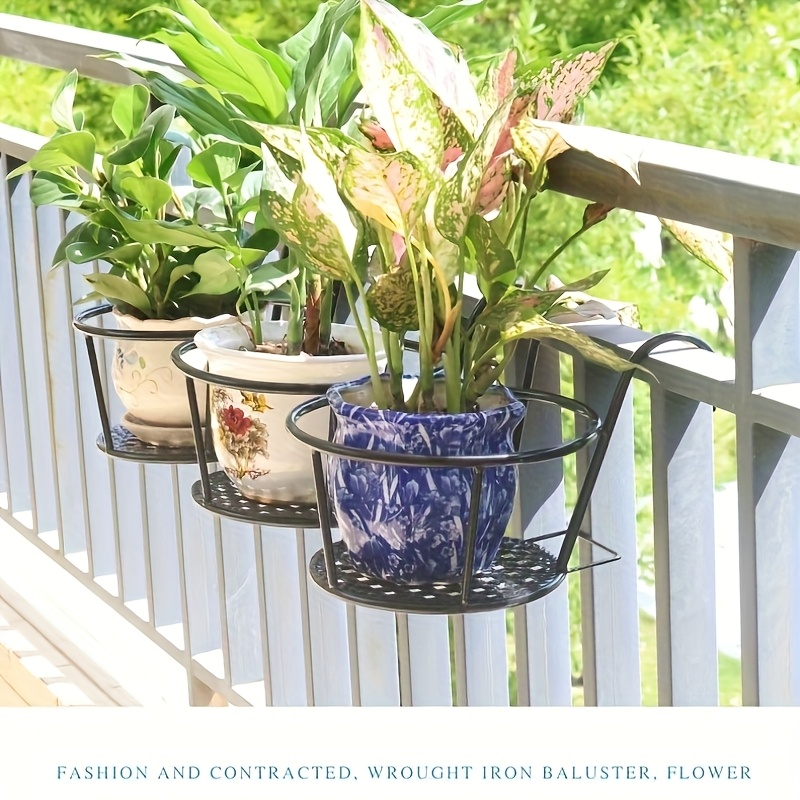 Paquete de 3 perchas de macetas colgantes de hierro forjado, con ganchos, contenedores de macetas, perchas de canasta colgante de plantas de metal, perchas de macetas colgantes, accesorios de contenedores de macetas, perchas de almacenamiento de perchas de macetas, perchas de macetas colgantes adecuadas para cercas, terrazas, balcones, plantas al aire libre, balcones con barandillas de hierro redondo, suculentas y plantas verdes, perchas de macetas.