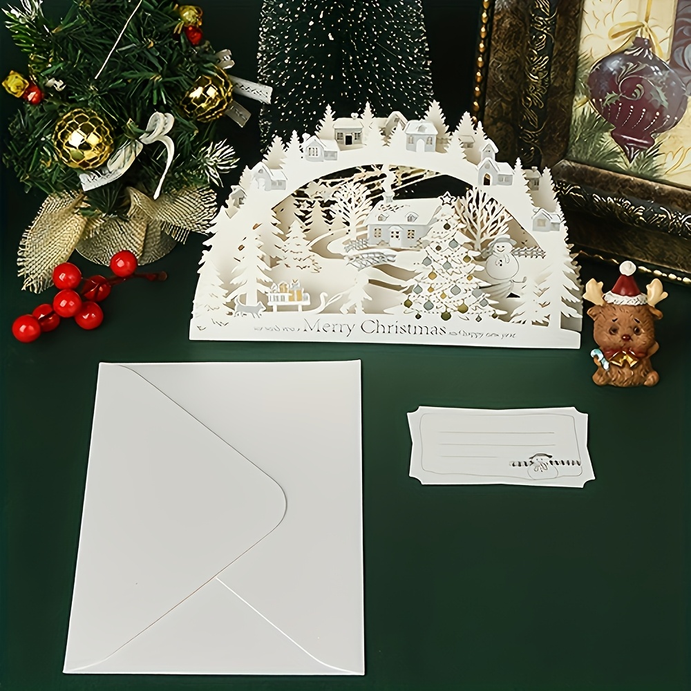 1pc New Christmas Stereocards, Greeting Cards, Souvenir Cards, Information Cards, Advanced Laser Stereocards, Navidad, Christmas Decorations, Christmas Party Gifts, Things
