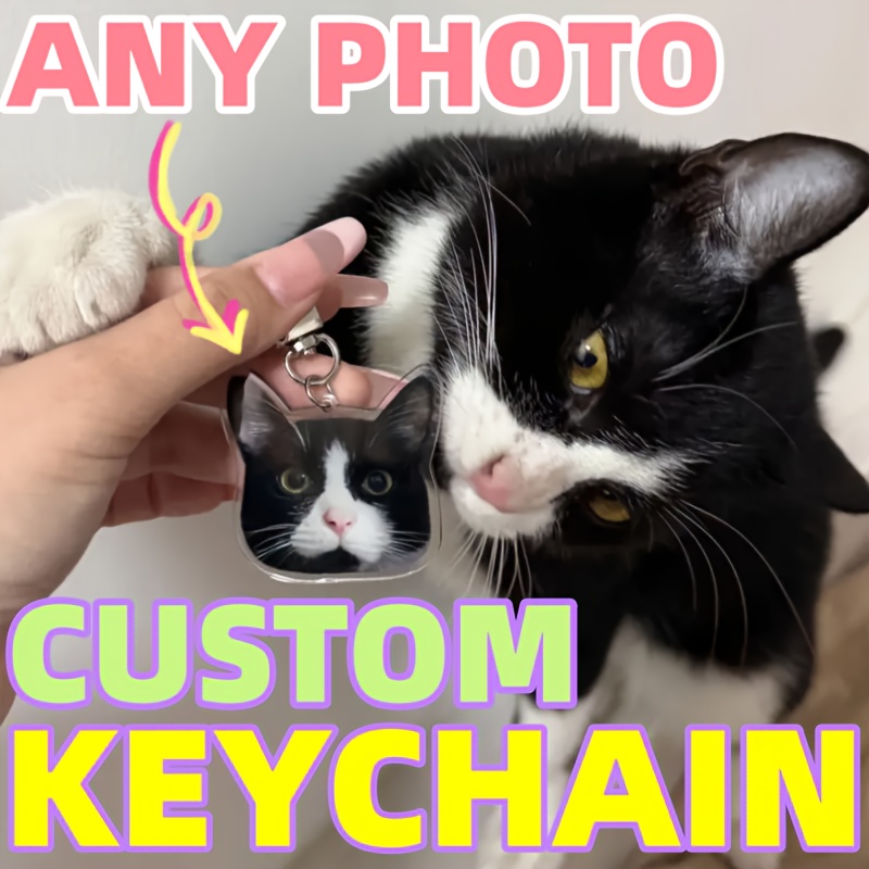 custom photo pet keychain for   lovers personalized acrylic   gift birthday christmas holiday present for   anniversary halloween gift idea