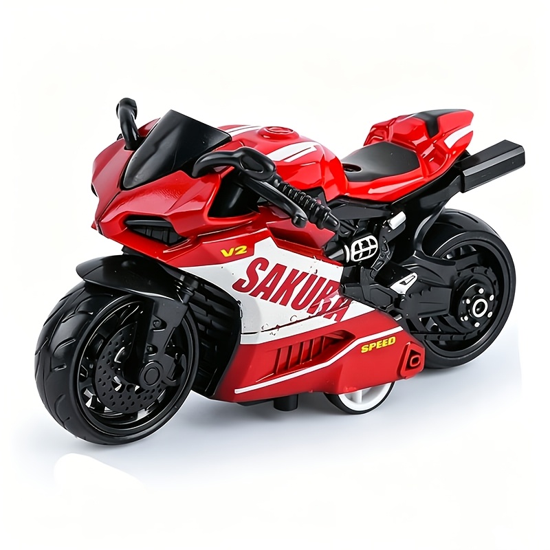 Image of 1pc Cool Alloy Pull-back Motorcycle Toy, Simulation Motorcycle Racing Model, Powerful Pull-back Car, Thick Wheel Anti-fall Wear-resistant Alloy Motorcycle Model
