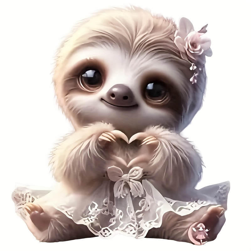 TEMU Adorable Sloth & Heart-shaped - 7-inch (than ) Self-adhesive Vinyl Sticker , Irregular Shape, Single-use Cute Sloth Decal For, Laptops, Phones,, Walls Left-side Placement, Fits Plastic,