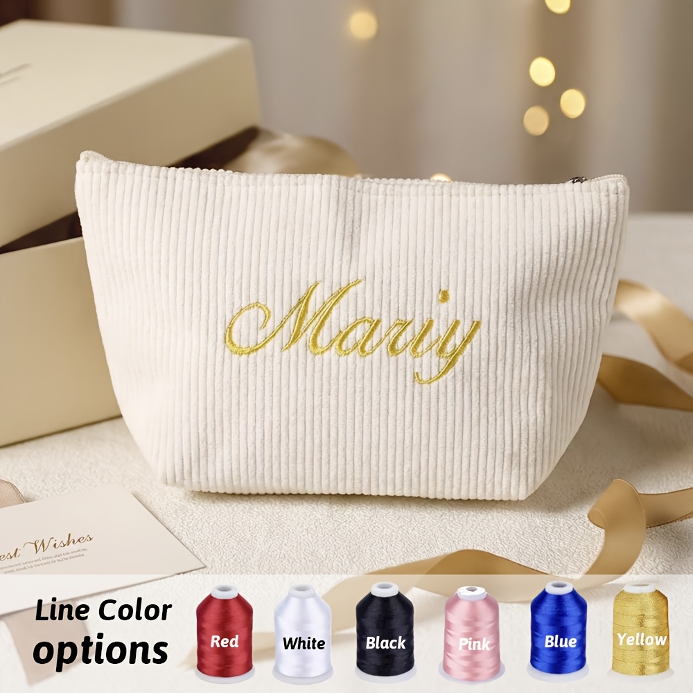 TEMU Toiletry Bag, Customizable Corduroy Makeup Pouch With Name, Large-capacity Fashionable Durable Portable Cosmetic Organizer, Wash Bag, Foldable