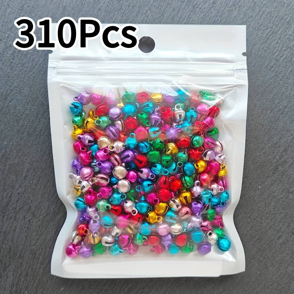 TEMU 160/310pcs Assorted Set - For Christmas, 6mm/0.23in Small Bells, Home And Pet Decoration, Christmas Party Gift, Red, Green, Purple, Golden,