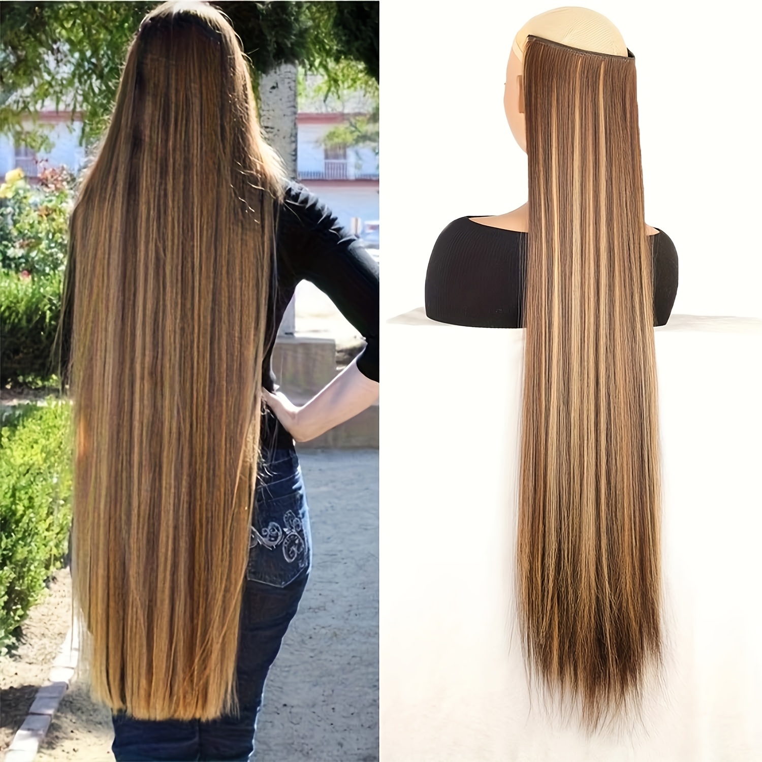 TEMU Women's Ultra-long Straight Wig, Flowing And Enhancing Temperament, Suitable For Women Of Various Complexions, Wearable In Multiple Occasions,