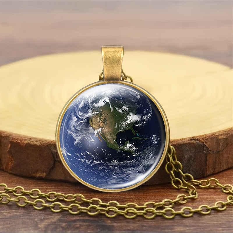 Classic Chain Necklace with Colorful Glass Inlay, Earth Design