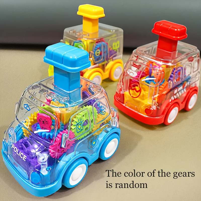 Transparent Cartoon Gear Toy Car, Educational Pull Back Model