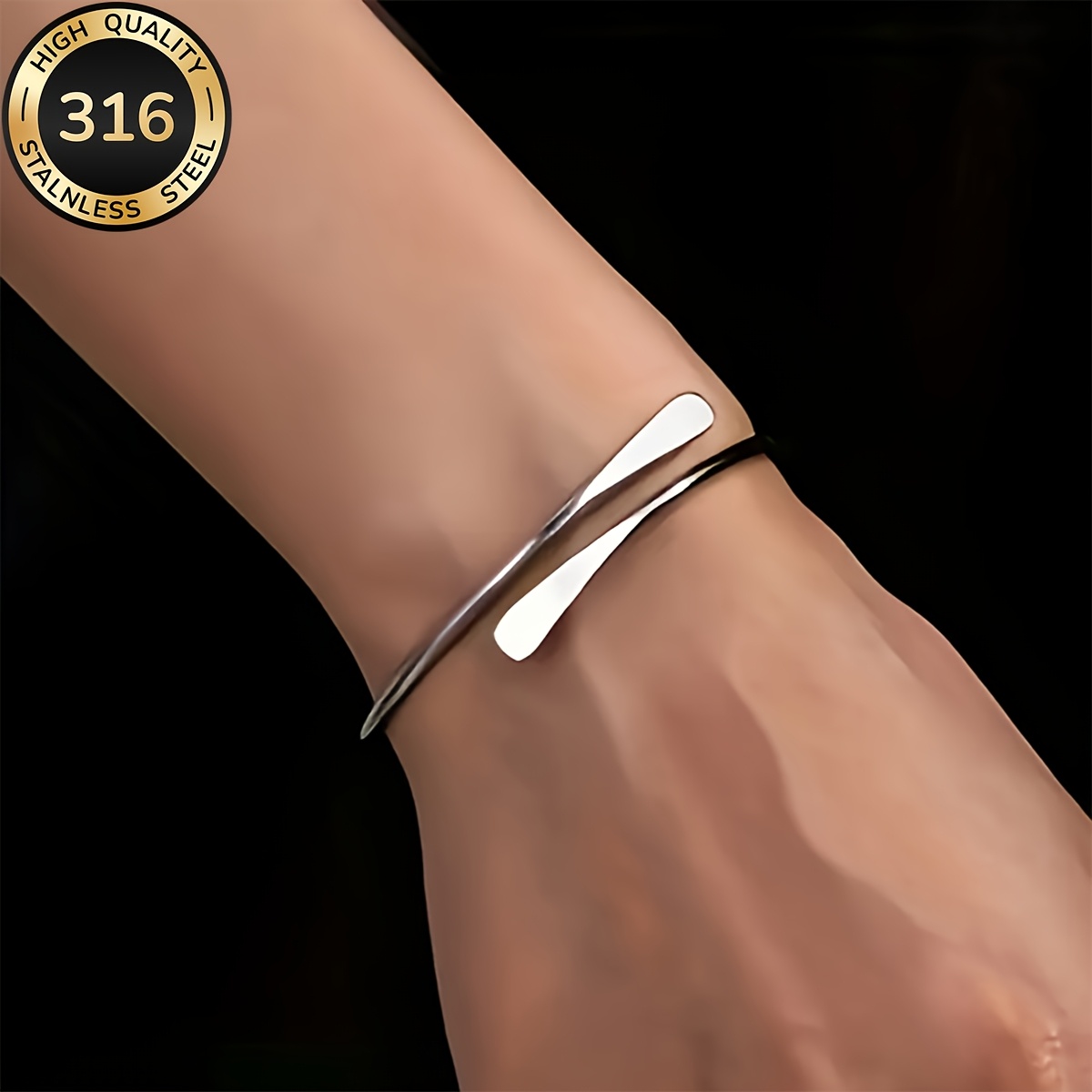 2pcs Adjustable Open Bangle Bracelet Set, 18K Plated