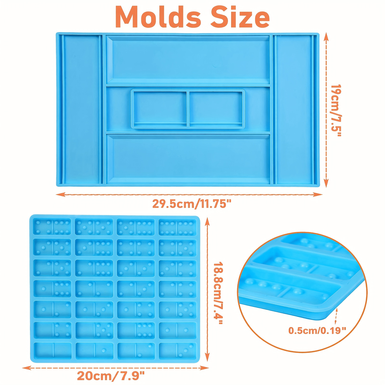 TEMU 2pcs Domino Chess And Storage Box Resin Mold Set, Domino Silicone Mold For Epoxy Resin, Clay Mold For Domino Making