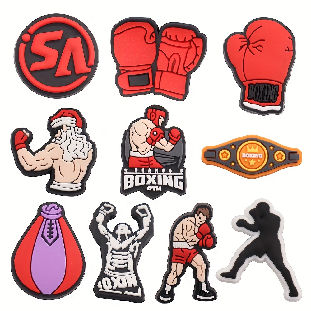 

[10pcs Boxing-themed Pvc Decorations] 10pcs Boxing-themed Pvc Shoe Charms Set, Gloves, And Sports-related Decorations, Cool Pvc, For Diy Bracelets And Gifts For Boxing Gym Fans