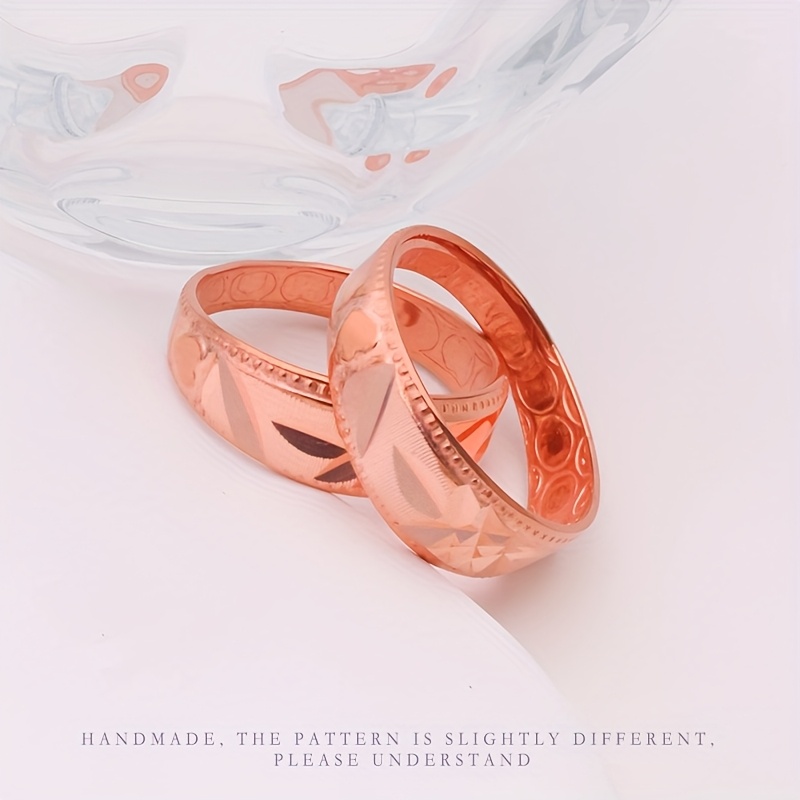 TEMU 2 Fashionable Matching Rings, Handcrafted From Pure Copper, Adjustable, Stylish Jewelry, Suitable For Women, Creative Gift