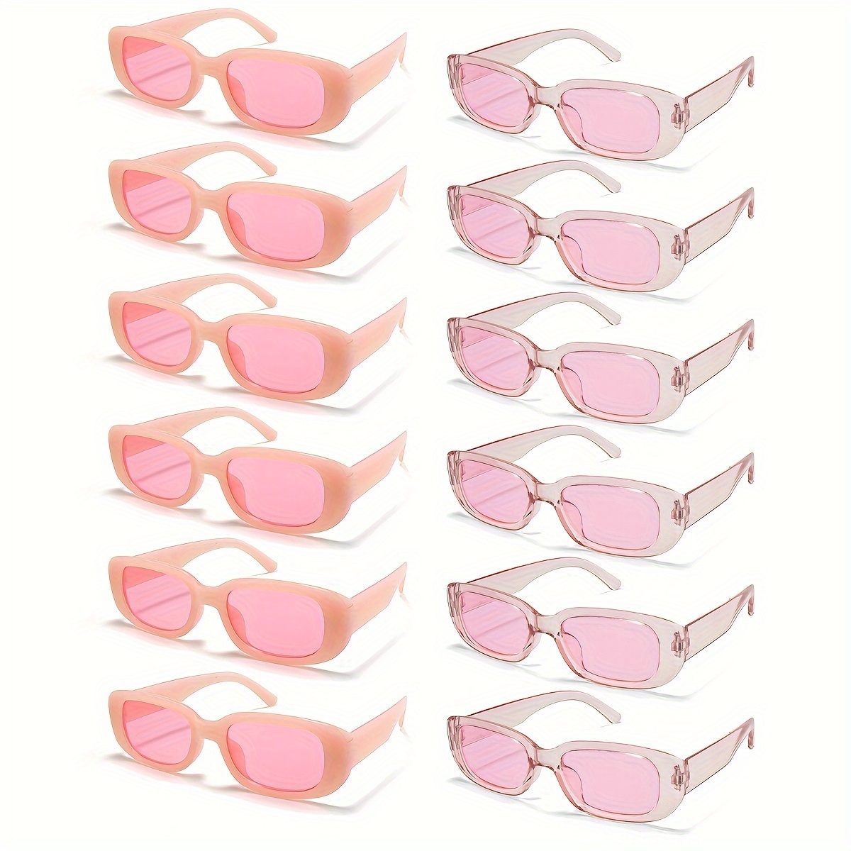 

12 Pairs Women' Pink Oval Glasses For Party, Vacation Beach, Event Costume Props, Photo Accessories - & Lens