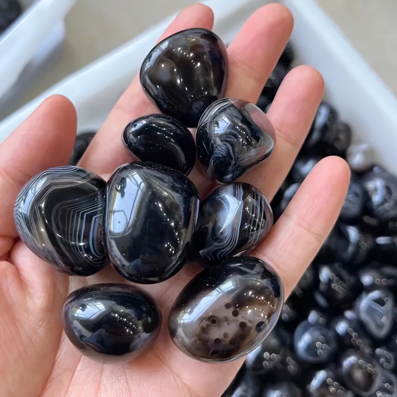 High Quality Black Onyx Artificial Crystal Natural Quartz Tumbled Stone Decor