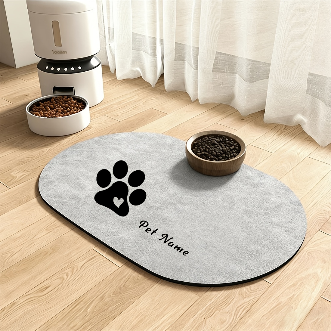 Customized Pet Feeding Mats with Paw Print Design