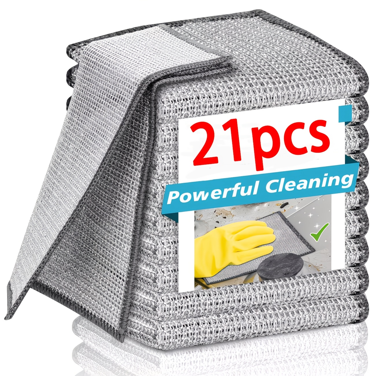 TEMU 21pcs Stainless Steel Wire Dish Cloths-durable, Reusable, Easy To Clean, Very Suitable For Kitchen And Bathroom Use, Kitchen Cleaning Essentials