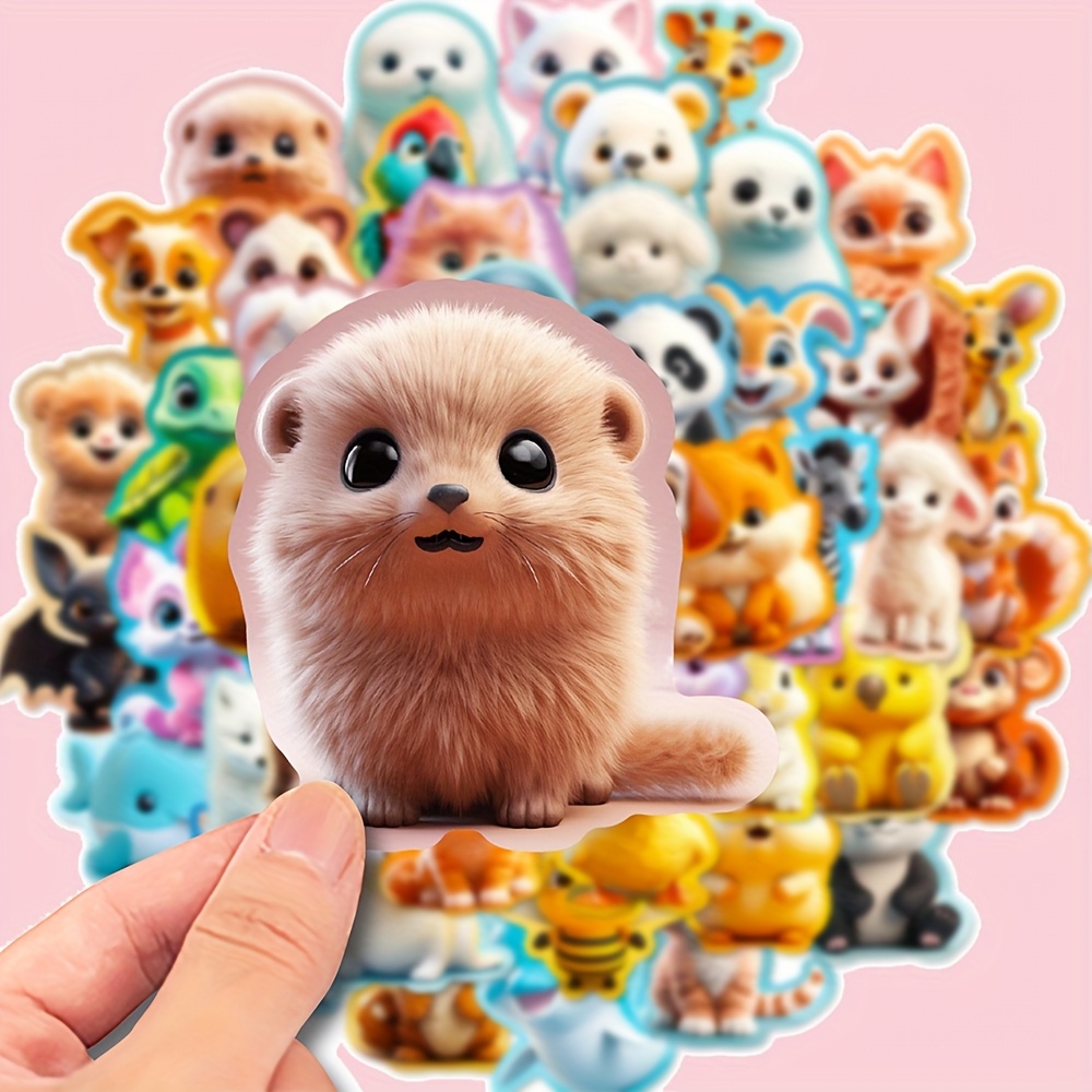 50pcs Cute Animal & Doodle Stickers Compatible For Laptop, Phone, Notebook - Vinyl Decals With Matte, Temporary Diy Decoration Suitable For Tech Devices & Journals