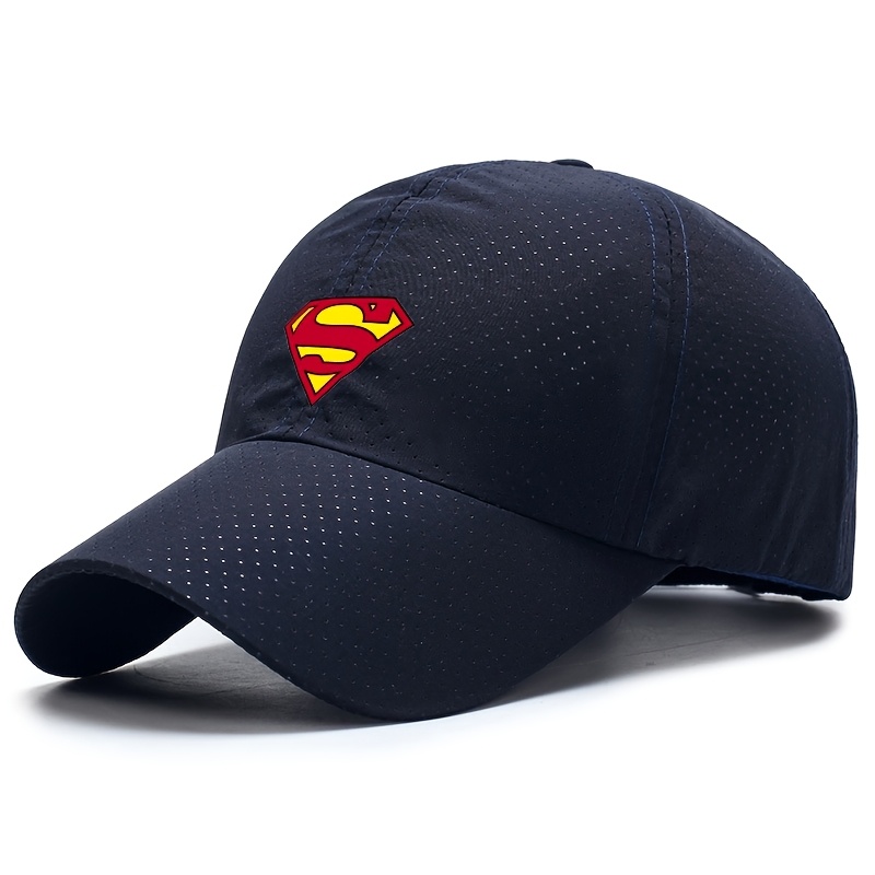 TEMU Wb Superman Themed Men's Breathable Baseball - Lightweight Mesh Design, Suitable For Running, Hiking, Outdoor Activities, Adult Casual Hat,