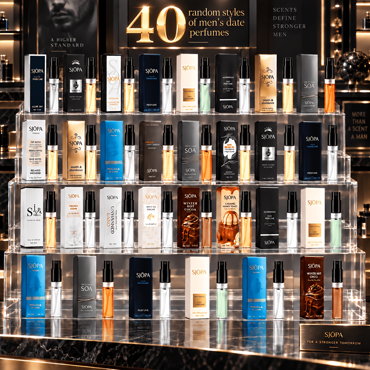 Image of 40 's Perfumes With Random Scents, 3-5% Fragrance Concentration, Featuring Notes, Long-lasting, Easy To Carry, Use, Parties, And Travel, And A Great Gift For Men's Birthdays And Anniversaries.
