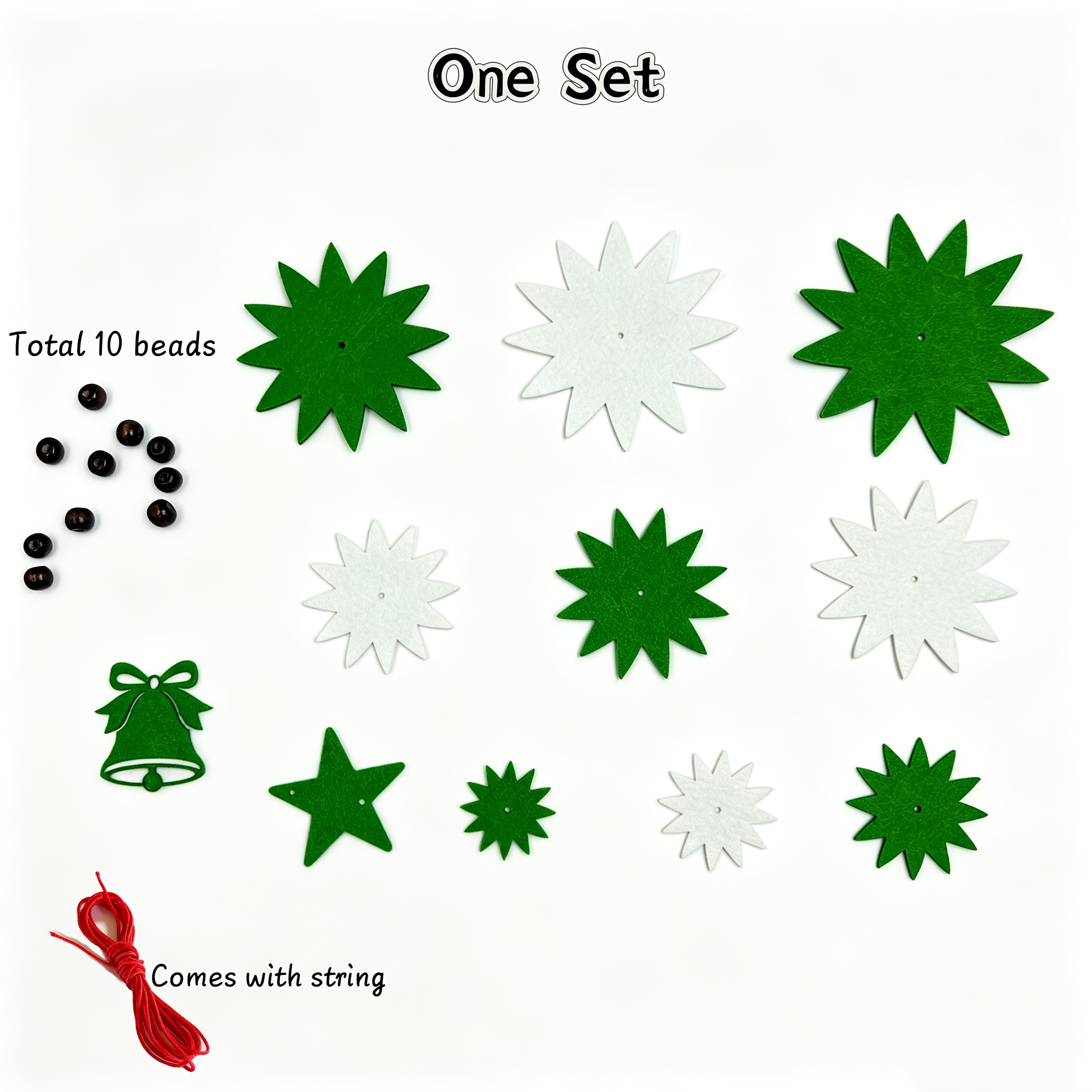 TEMU 1 Set Diy Felt Christmas Tree Ornament Kit, Make Your Own Christmas Ornaments Set For Decor, With Beads And String To 3d Hanging Decoration. For