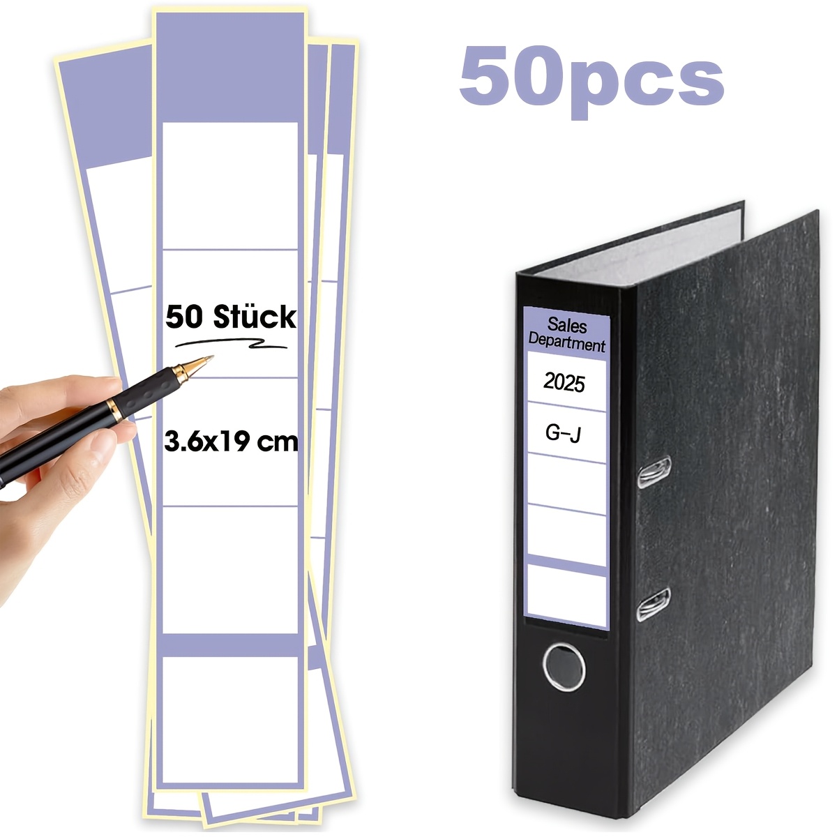 Image of 50 Self-adhesive Folder Labels, Purple Spine Stickers, Perfect For Offices, Libraries, , Or Home Use, Keeping Your Documents Organized, Measuring 7.48x1.42 Inches