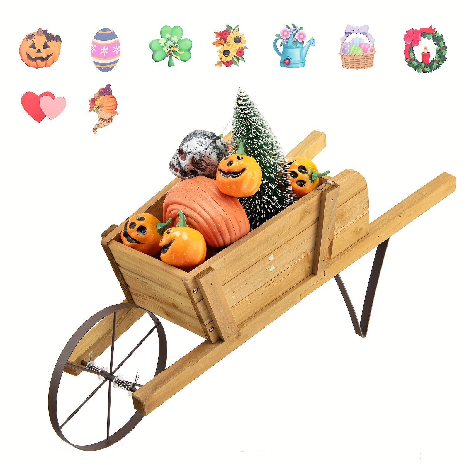 

Costway Planter Decorative Indoor/outdoor Rustic Flower Cart W/wheel