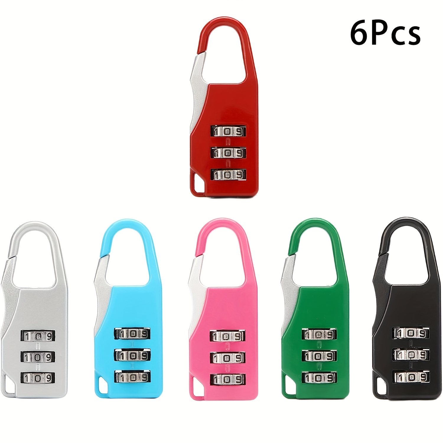 Image of 6pcs Mini Combination Padlocks, Alloy Metal Material, Sturdy And Durable, Keyless No-battery Travel Locks For Backpack, Pencil Case, , Doors Lockers Fences Garages And