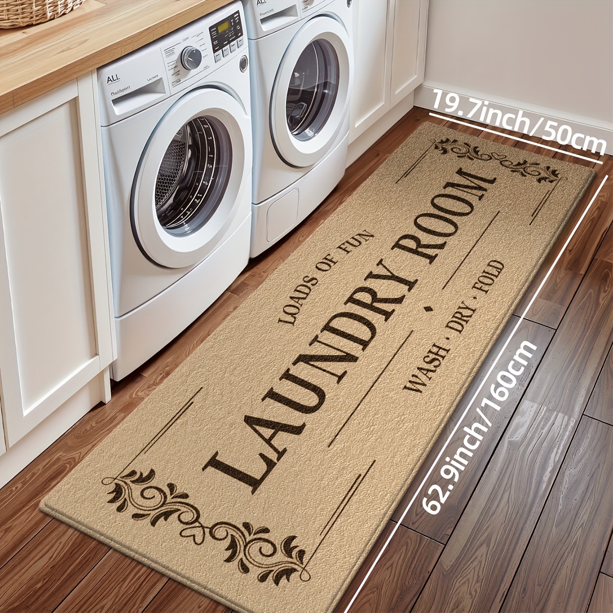 TEMU 1pc Laundry Simple Long Floor Mat Kitchen Floor Mat Household Long Laundry Absorbent Non-slip Kitchen Mat Bottom Non-slip Non-permeable Home