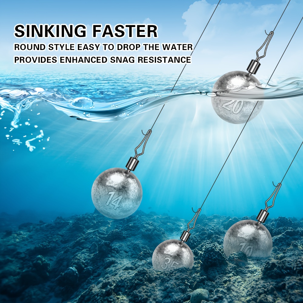 Fishing Sinkers Saltwater 10~30Pcs Fishing Weights Sinkers Ball Cannonball  Shape Weight Fishing Snaps Hook Connector Freshwater - AliExpress