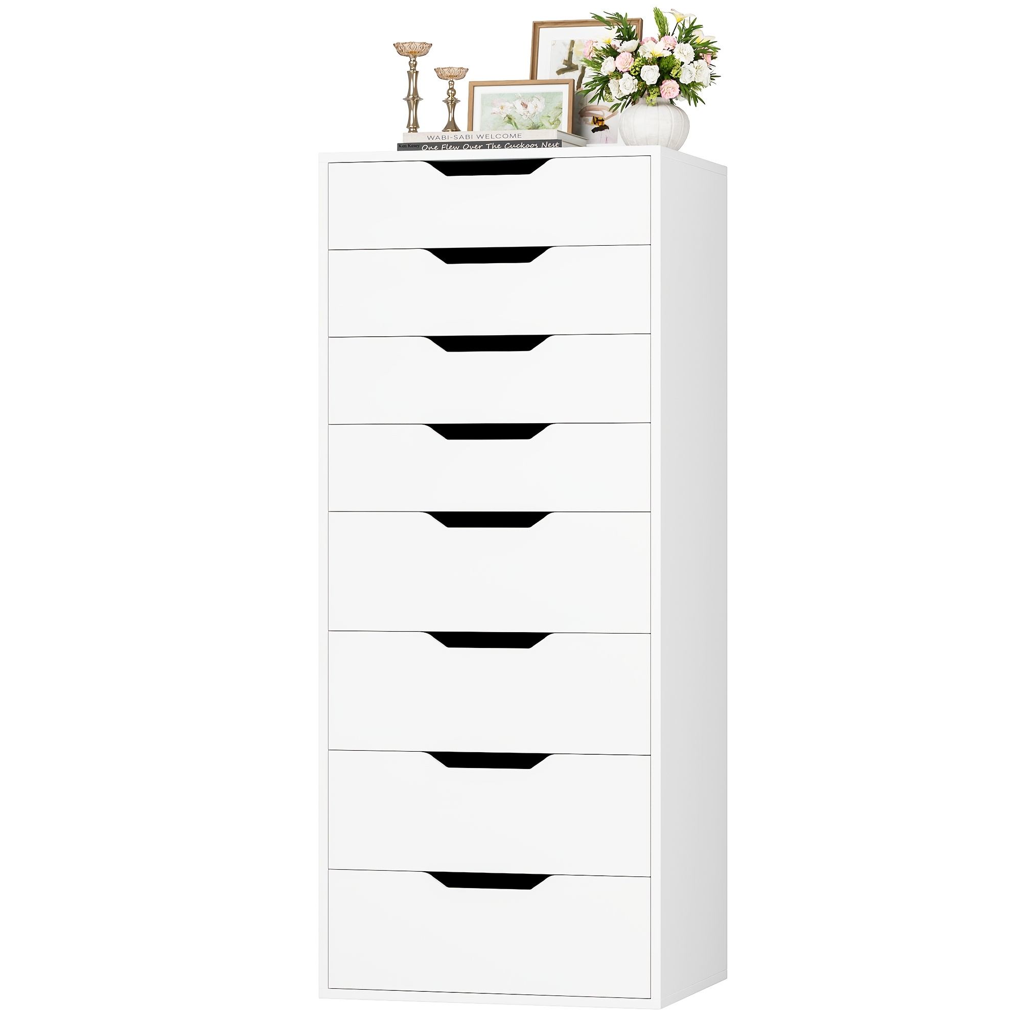 8 Drawer File Cabinet | Wood Filing Cabinet Under Desk, Vertical Small Filing Cabinet Fits Letter, Legal, A4 Size, Contemporary Hardwood, Floor Mount, Assembled, For Home Office