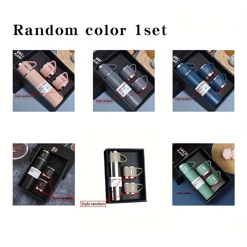 Image of 1set Thermal Mug 500ml/16.9oz, Stainless Steel Vacuum Insulated Bottle With Cup For Coffee Hot Drink And Cold Drink, Water Back To School Supplies, Cup Lid Random