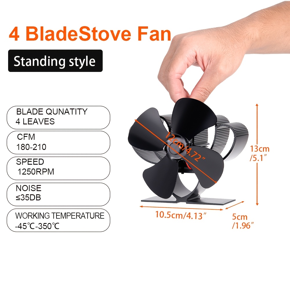   compact black aluminum fireplace fan quiet portable heat powered wood stove accessory for   air circulation mini oxidation aluminum details 3