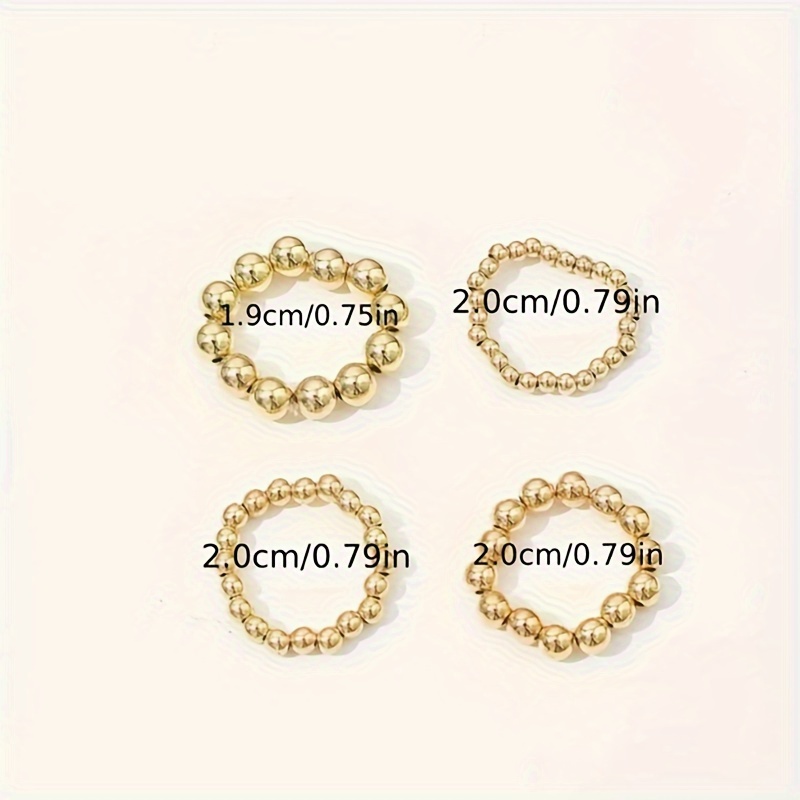 4pcs Golden Bead Elastic Ring Set Women's Minimalist Jewelry