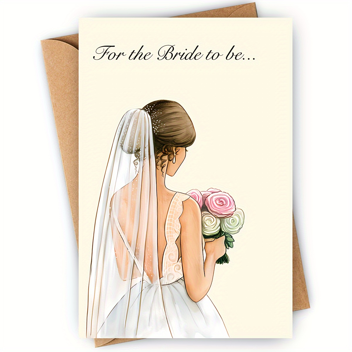 Cartoon Bridal Wedding Greeting Card With Envelope - Engagements, Valentine's Day & Anniversaries