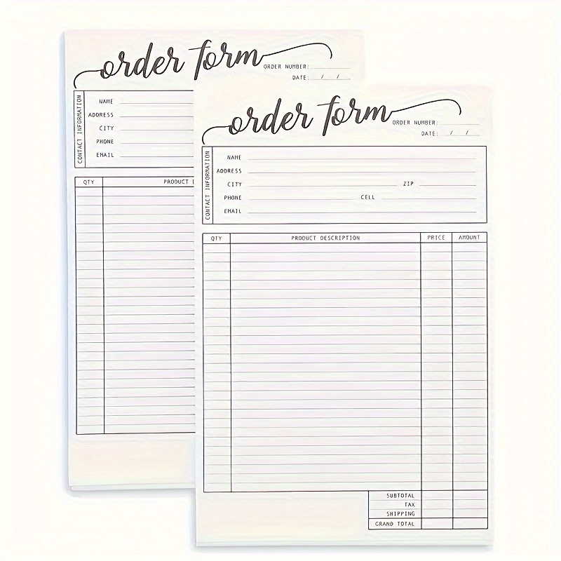 

50- Carbonless Order Forms (5.5x8.5 ) For Small , Invoice , Order Receipt