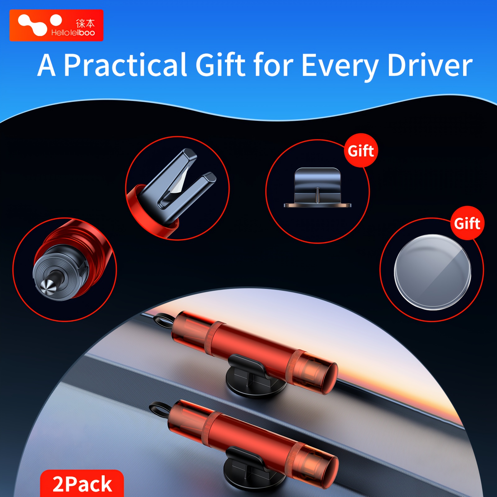 TEMU 2pcs 2-in-1 Car Safety Hammer With Emergency Seatbelt Cutter And Glass Breaker Essential Car Escape Tool, Roadside Emergency Kit, Survival Gear,