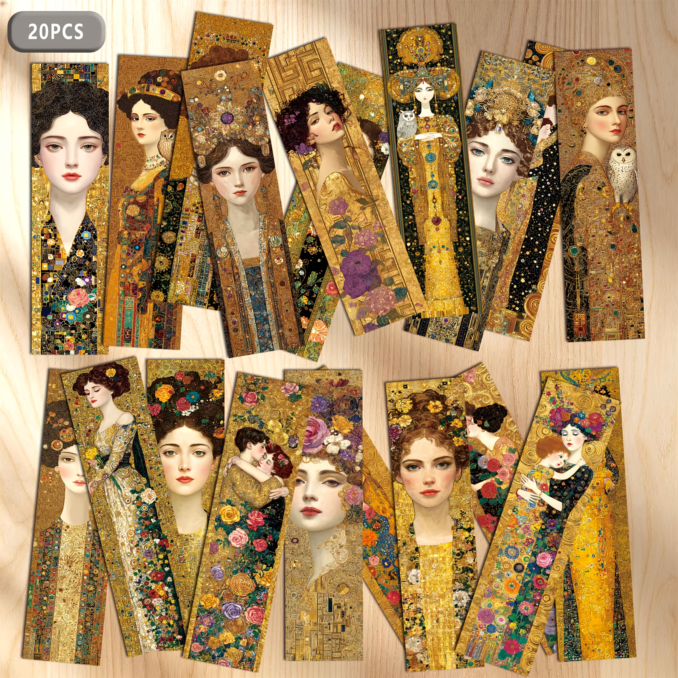 TEMU Vintage Klimt Inspired Bookmarks 20pcs, For Art Page Clips, Aesthetic Stationery Gifts For Art Teachers, Book Lovers And Women